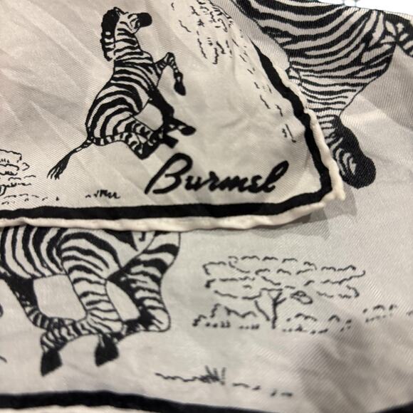 Burmel Black & White Zebra Print Silk Blend Scarf - Picture 2 of 2